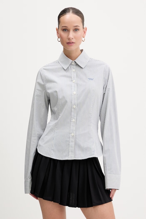 Guess Jeans koszula bawełniana damska kolor niebieski regular z kołnierzykiem klasycznym W6RH66 WH7Q1