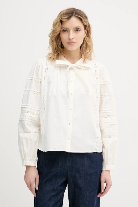 IBlues koszula bawełniana GHIANDOLA damska kolor beżowy regular 2617111021200