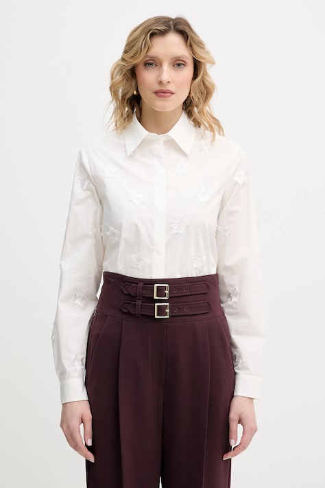 IBlues koszula bawełniana BRONCIO damska kolor beżowy regular z kołnierzykiem klasycznym 2617111041200