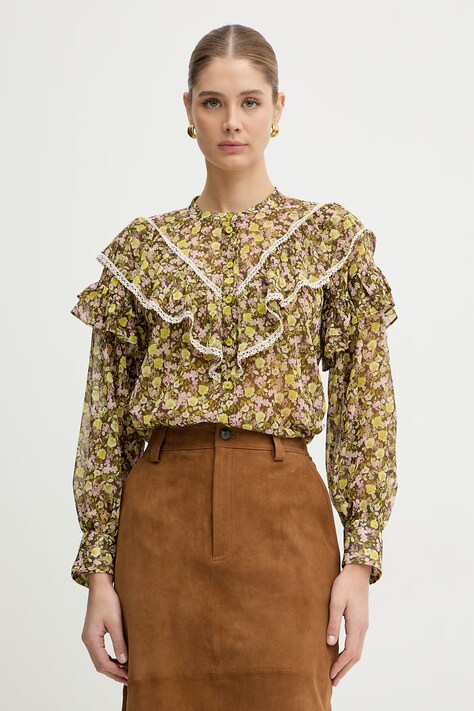 IBlues koszula MITICO damska kolor zielony regular ze stójką 2617111061200