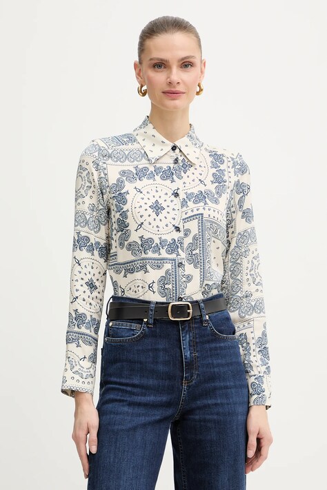 Košile IBlues EDITTO dámská, béžová barva, regular, s klasickým límcem, 2617111261200