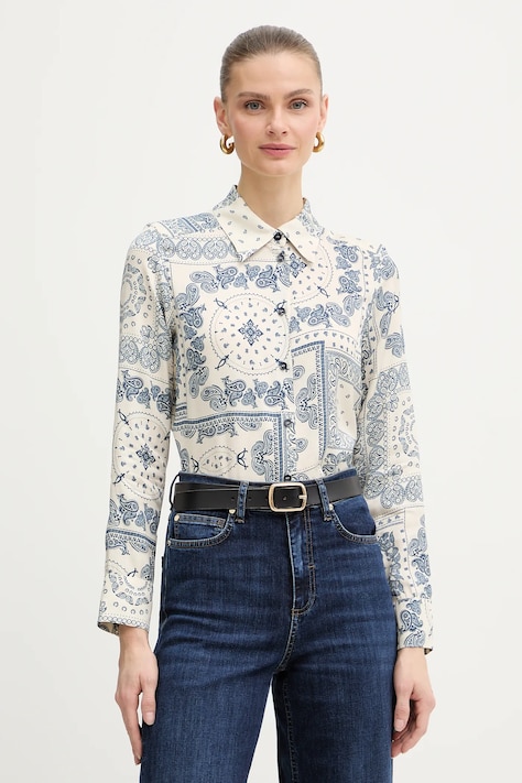 IBlues koszula EDITTO damska kolor beżowy regular z kołnierzykiem klasycznym 2617111261200