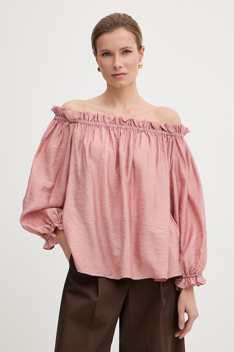 Marella camicetta alla spagnola da donna con modal MERINGA rosa liscio 2613111042200