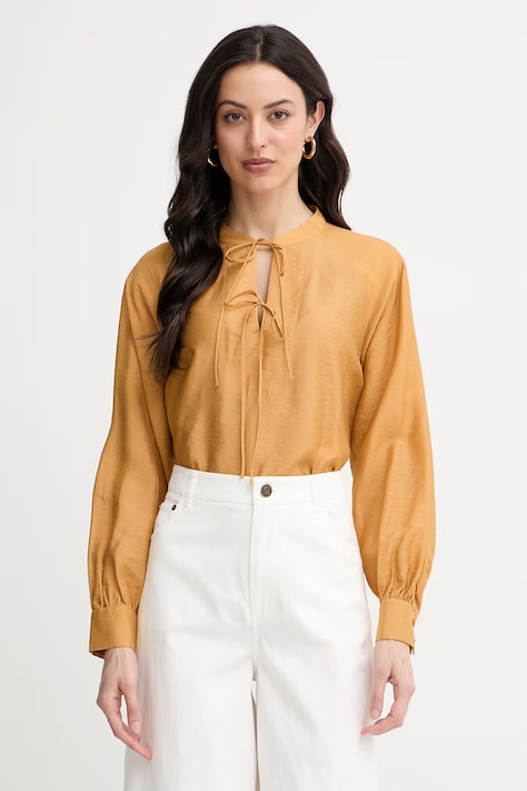 Marella bluză tip cămașă pentru femei, cu modal AFELIO galbenă simplă 2613111112200