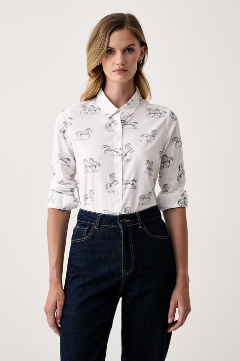 Barbour koszula damska z bawełną Safari biała LSH1357