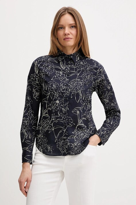 Gant koszula bawełniana damska kolor granatowy regular z kołnierzykiem klasycznym 4300661