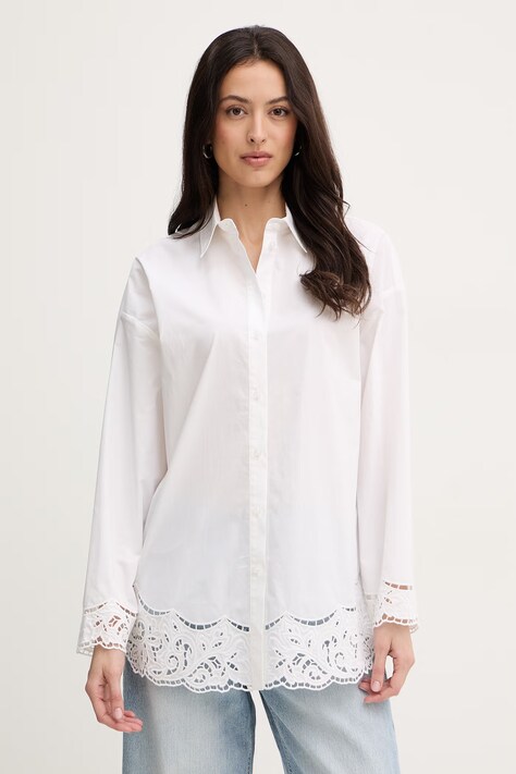 Twinset πουκάμισο γυναικείο βαμβακερό λευκό απλό 261TP2430