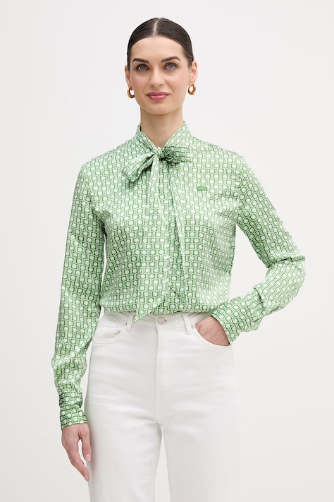 Košulja Lacoste za žene, boja: zelena, regular, CF2626