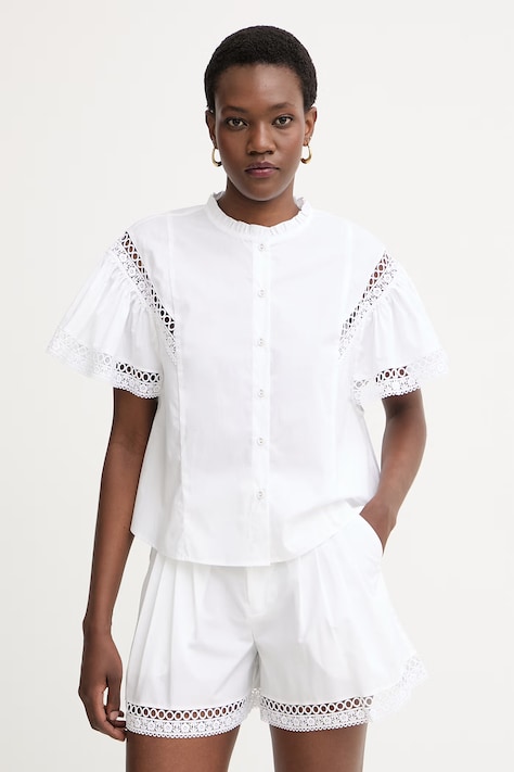 Twinset bluza s volanima ženska pamučna bijela 261TT2251