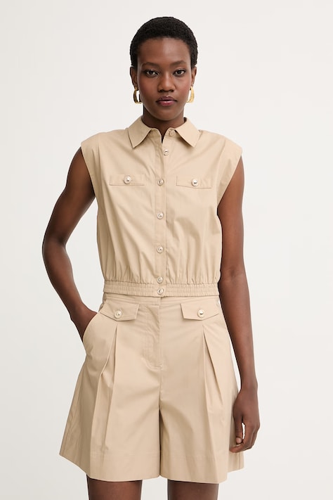 Twinset koszula damska z bawełną beżowa gładka 261TT2233