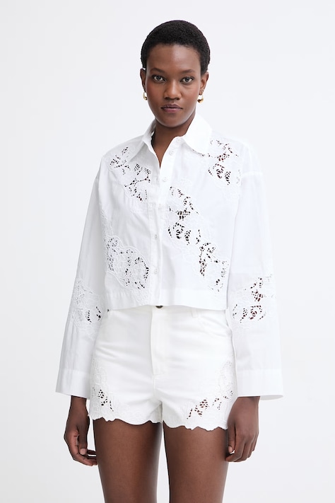 Twinset рубашка для женщин из хлопка белая однотонная 261TT2031