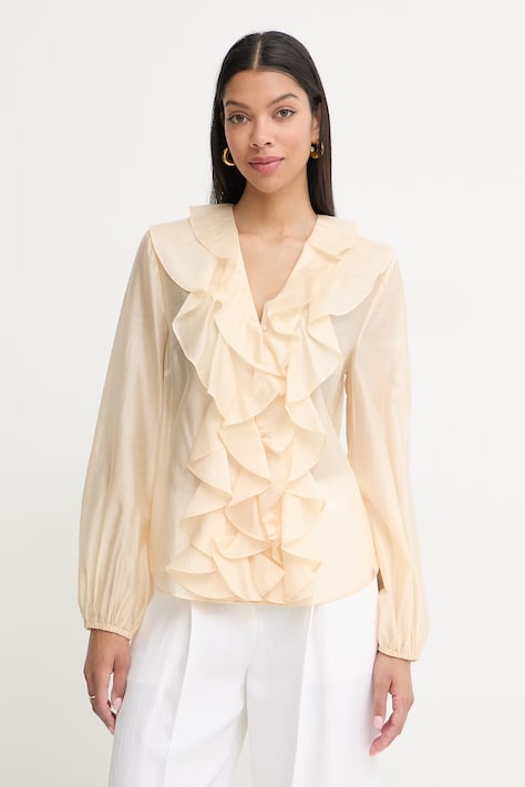 Twinset koszula damska z lyocellem beżowa gładka 261AT2230