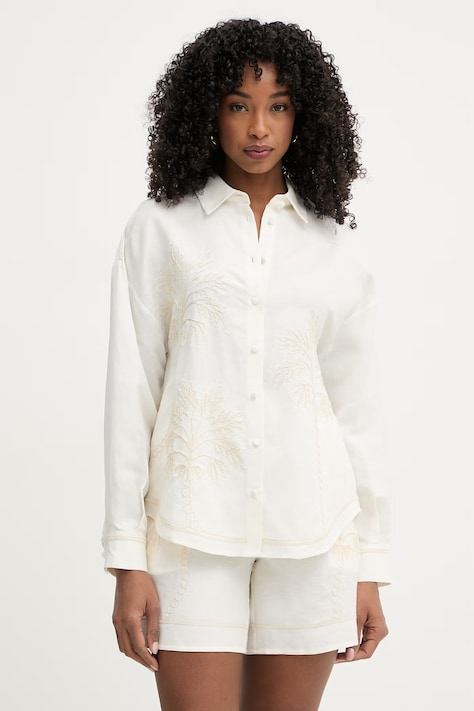 Twinset πουκάμισο Γυναικείο με λινό μπεζ 261LM2MAA