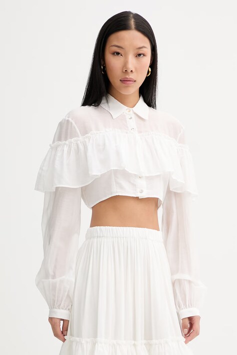 Aniye By koszula damska z dodatkiem jedwabiu beżowa gładka 185144