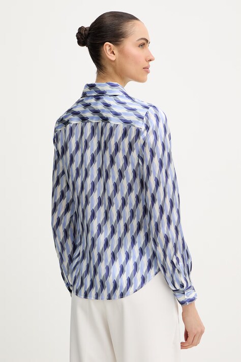 Luisa Spagnoli koszula jedwabna Belpasso damska kolor niebieski regular z kołnierzykiem klasycznym 543131