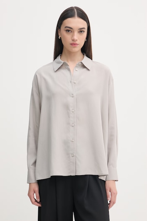 Sisley Πουκάμισο γυναικείο με lyocell γκρί απλό 51MRLQ07F