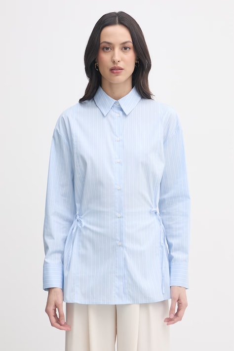 Sisley camicia da donna in cotone blu a righe 58B5LQ0AI