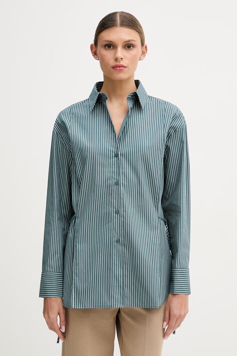 Sisley camicia da donna in cotone turchese 58B5LQ0AI