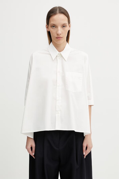 MM6 Maison Margiela koszula damska bawełniana beżowa gładka S52DL0236.M35256.101