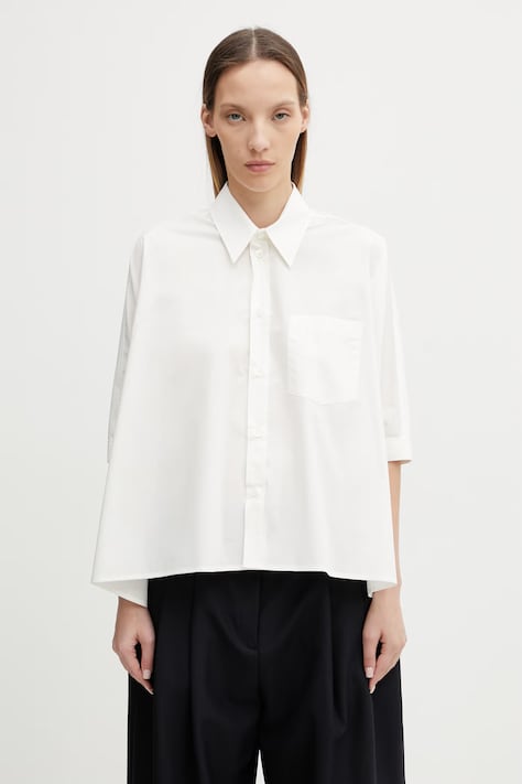 MM6 Maison Margiela koszula damska bawełniana beżowa gładka S52DL0236.M35256.101