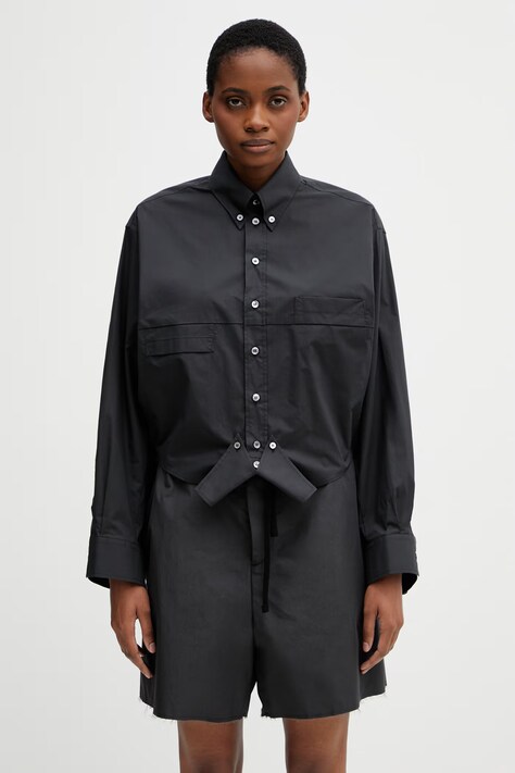 MM6 Maison Margiela koszula bawełniana damska czarna gładka S52DT0058.M35256.899