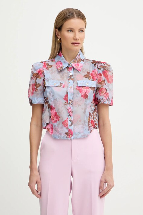 Fracomina koszula damska kolor niebieski regular z kołnierzykiem klasycznym FR26ST6028W775R8