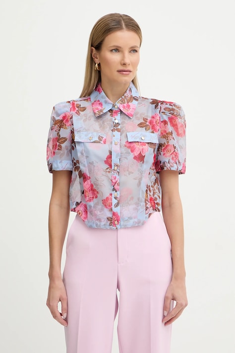 Fracomina koszula damska kolor niebieski regular z kołnierzykiem klasycznym FR26ST6028W775R8