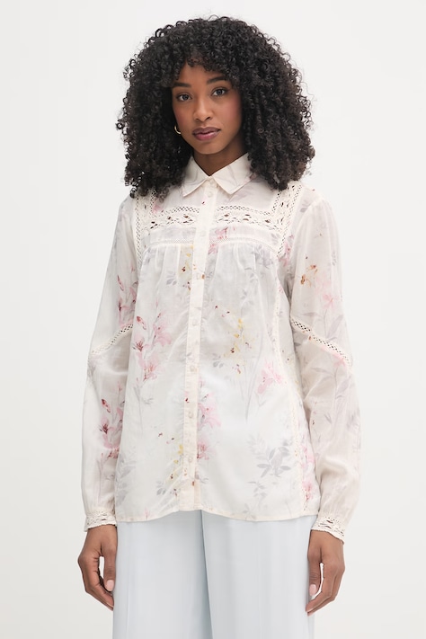 Fracomina koszula damska z wiskozą beżowa w kwiaty
