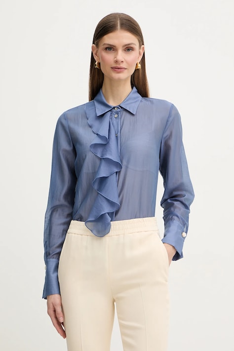 Fracomina koszula damska kolor niebieski regular z kołnierzykiem klasycznym FS26ST6016W83401