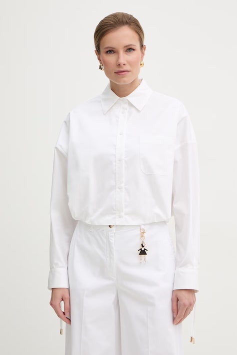 Fracomina koszula damska z bawełną biała FS26ST6007W40001
