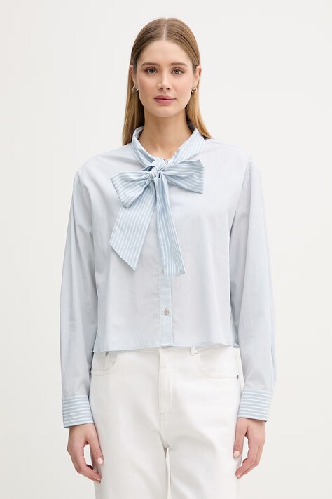 United Colors of Benetton koszula damska bawełniana niebieska w paski 5LRGDQ0DL