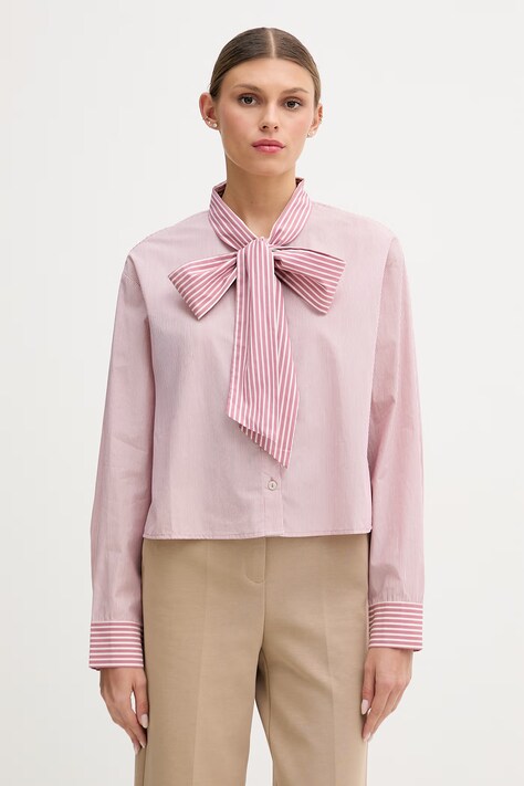 United Colors of Benetton koszula damska bawełniana czerwona w paski 5LRGDQ0DL