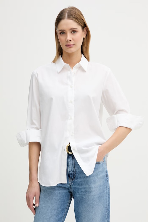 United Colors of Benetton koszula damska bawełniana biała gładka 5HAXDQ0D8