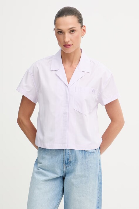 Calvin Klein Jeans košulja za žene od pamuka ljubičasta bez uzorka LV047F146G