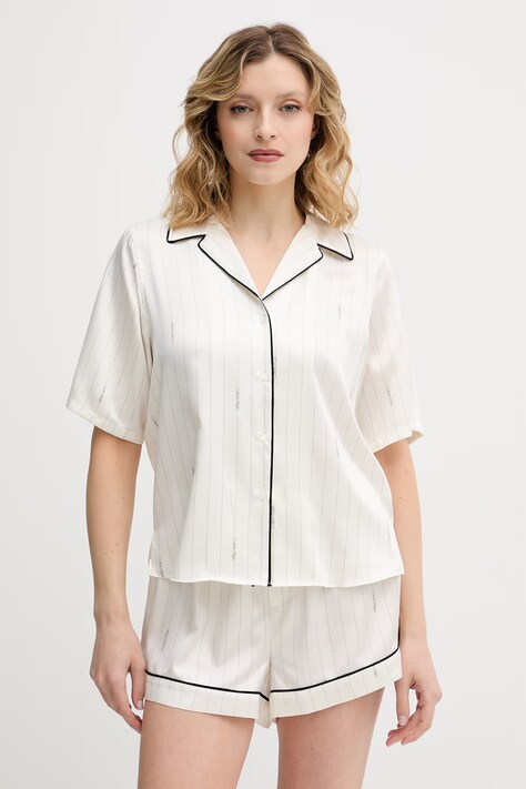 Calvin Klein Underwear koszula piżamowa damska beżowa LV00QS7657