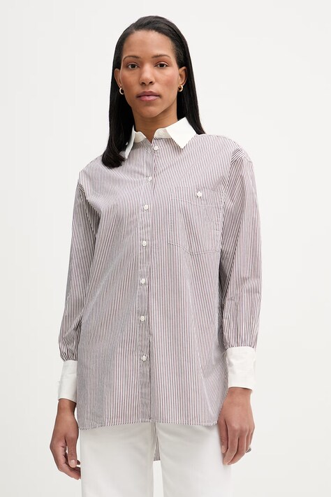 Marc O'Polo Koszula damska bawełniana bordowa w paski 5000008172