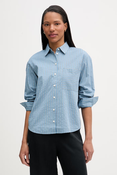 Marc O'Polo koszula damska z bawełną niebieska w paski 5000009585