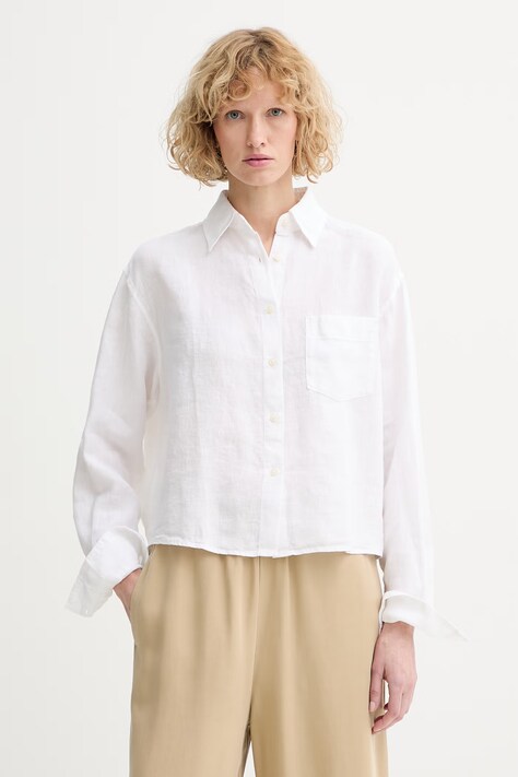 Marc O'Polo koszula safari damska lniana biała gładka 5000013072