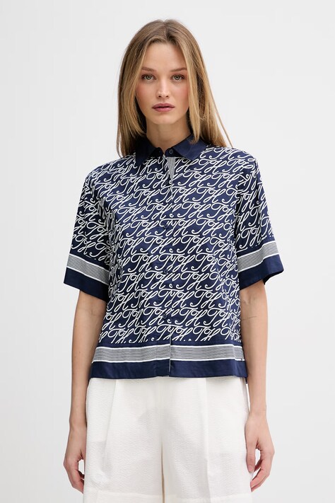 Tommy Hilfiger camicia da donna con seta SUMMER blu navy WW0WW49547
