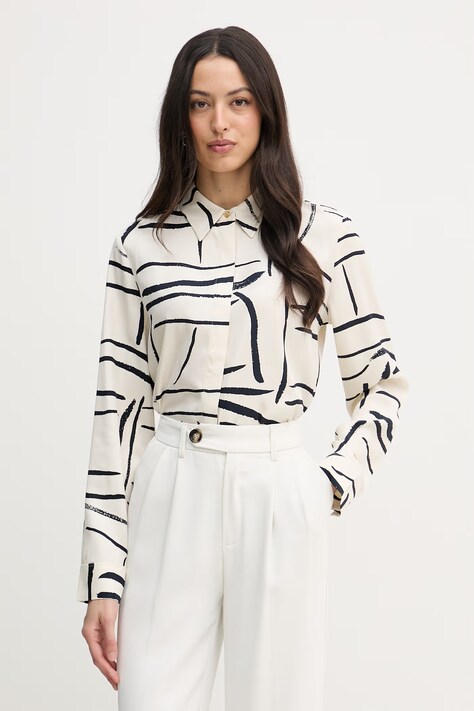 Tommy Hilfiger košeľa dámska z viskózy béžová WW0WW49611