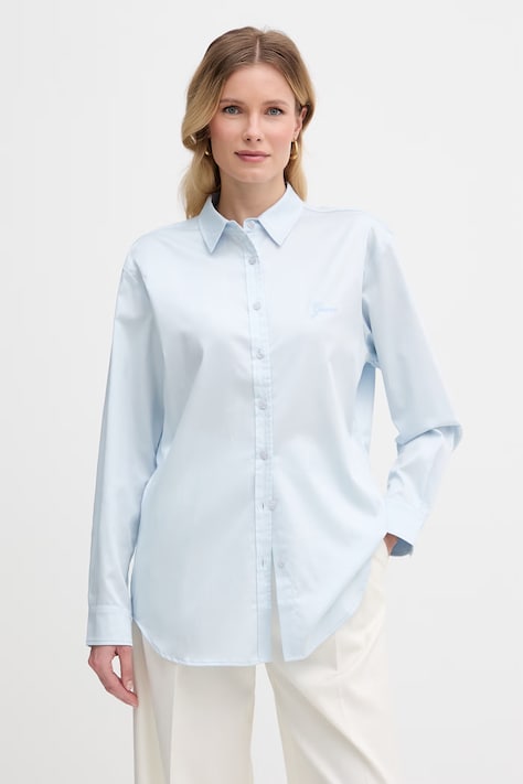 Guess koszula damska bawełniana niebieska gładka W6GH54 W1979