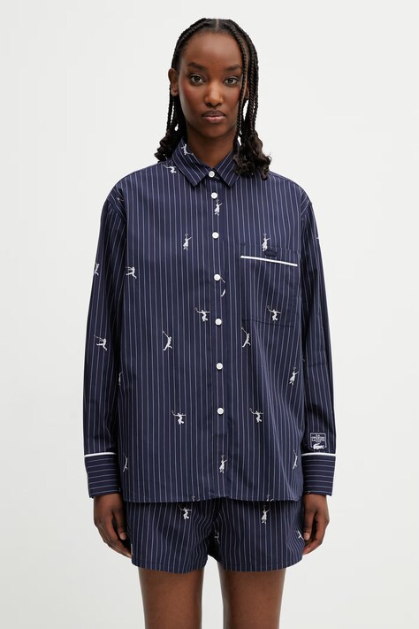 Lacoste košulja od pamuka za žene mornarsko plava prugice CF0586