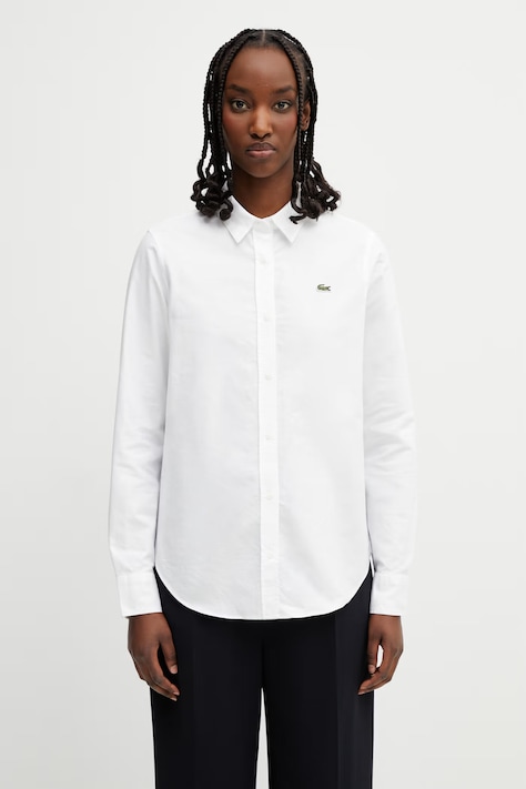 Lacoste koszula oxford bawełniana damska biała gładka CF1195