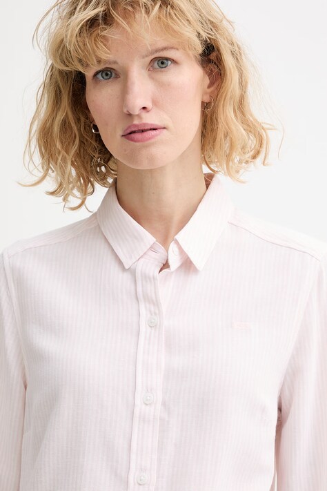 Levi's koszula z domieszką lnu NEW CLASSIC FIT BW damska kolor różowy regular z kołnierzykiem klasycznym 34574-0080