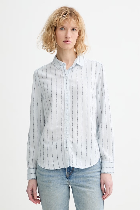 Levi's koszula z domieszką lnu NEW CLASSIC FIT BW damska kolor niebieski regular z kołnierzykiem klasycznym 34574-0081