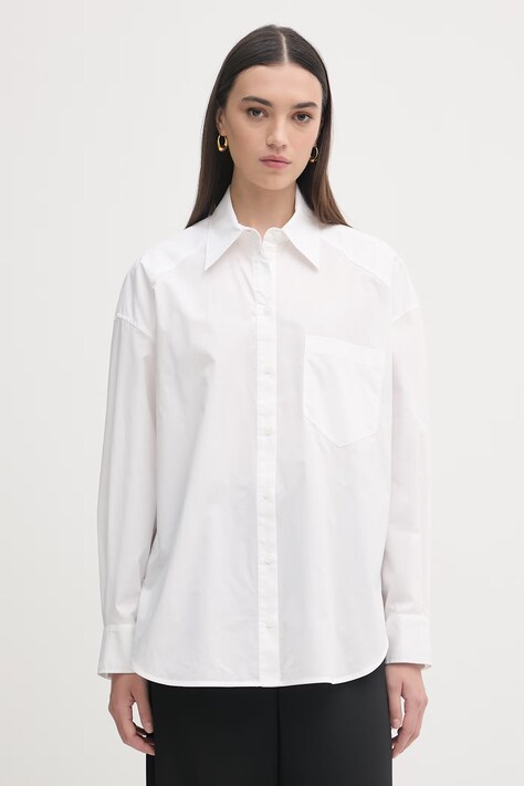 Patrizia Pepe koszula męska bawełniana biała gładka 2C1658 A9B9