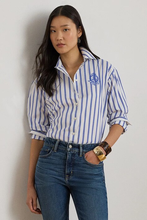 Lauren Ralph Lauren koszula damska bawełniana niebieska 200P08746