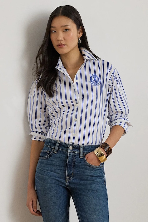Lauren Ralph Lauren koszula damska bawełniana niebieska 200P08746