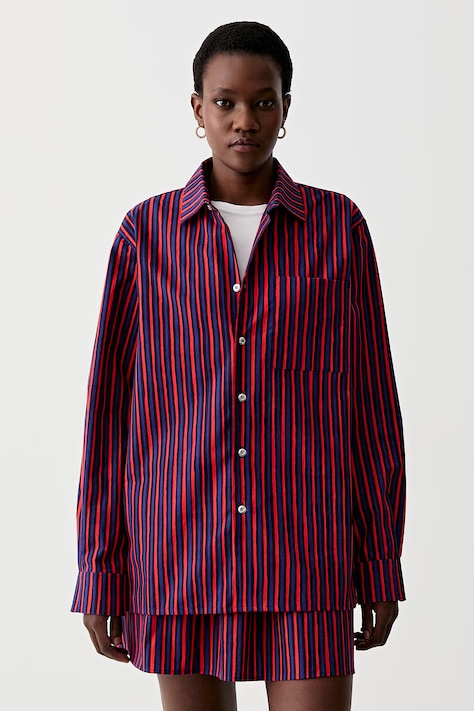 Marimekko koszula damska bawełniana czerwona w paski 095232