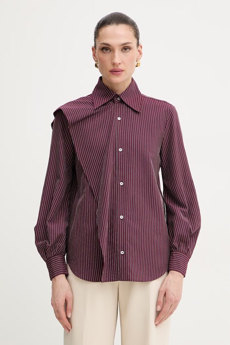 MAX&Co. koszula MCOTECA damska kolor bordowy regular z kołnierzykiem klasycznym 2616111012200